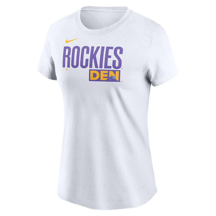 Nike Nike Colorado Rockies T Shirts Women's White Crew Neck Moderate