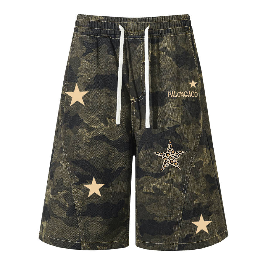 PAL ONGACO Casual Shorts Unisex Camouflage Moderate Straight Fit Pants