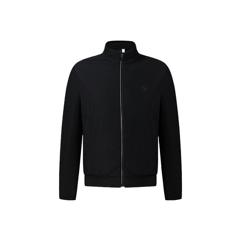 FILA Golf Jackets Men's Pitch Black Stand Collar Moderate Straight Fit