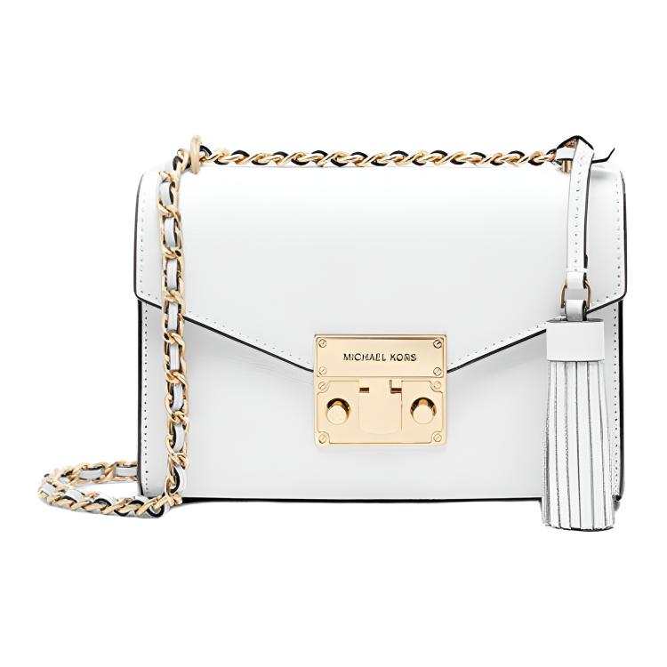 MICHAEL KORS Rose Cow Leather Shoulder Bag Women's Pure White