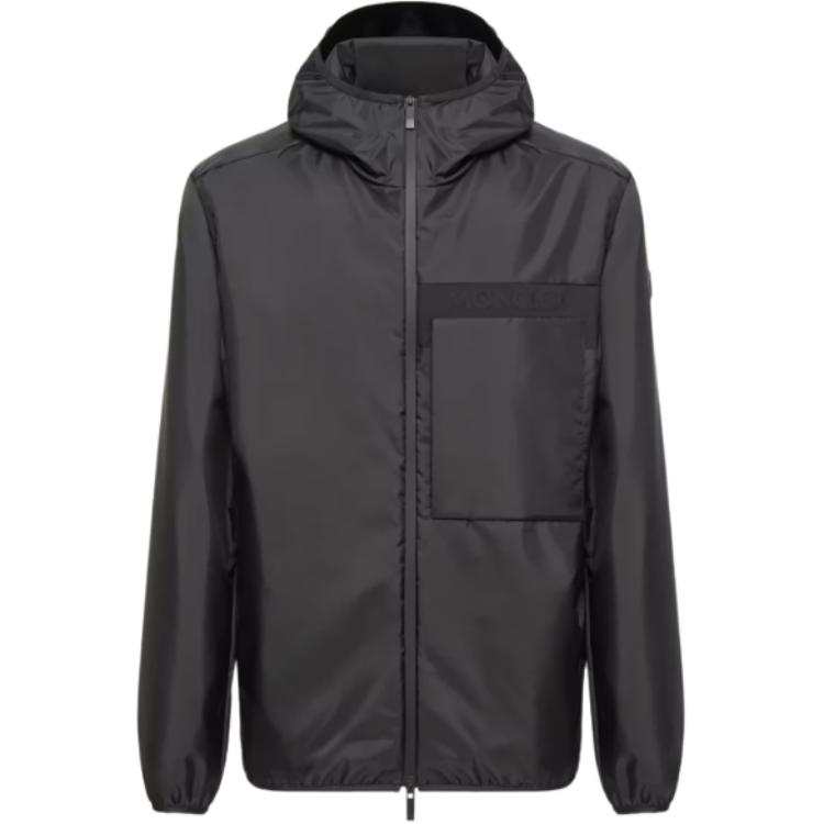 Moncler Jackets Men's Black Hooded Non Detachable Moderate Other