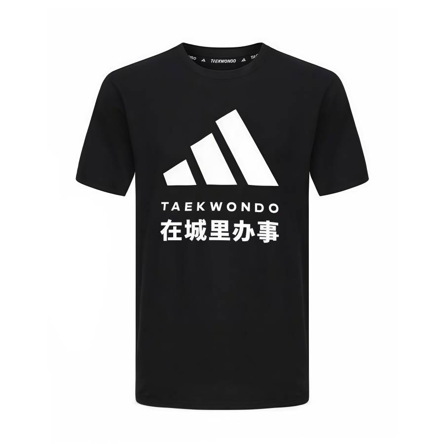 Adidas Adidas Taekwondo T Shirts Unisex Black White Crew Neck Moderate
