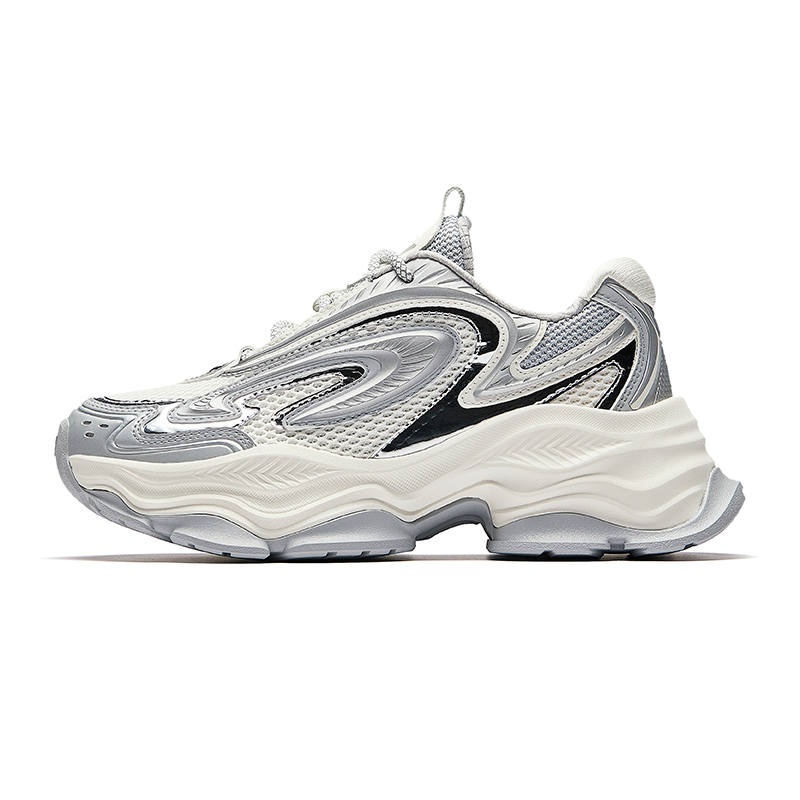 ANTA Chunky Sneakers Women's Low Top Ivory White/Silver/Lime Stone