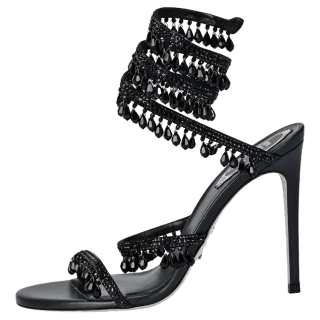RENE CAOVILLA Chandelier Rhinestone Slim Heel High Heels 12cm Women's Black