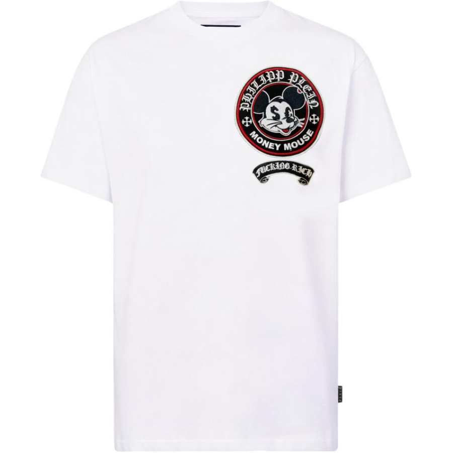 PHILIPP PLEIN T Shirts Men's White Crew Neck Moderate Straight Fit