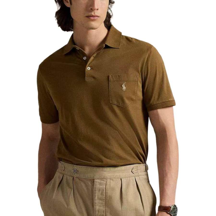 Polo Ralph Lauren Polo Shirts Men's Brown Polo Collar Moderate Straight Fit