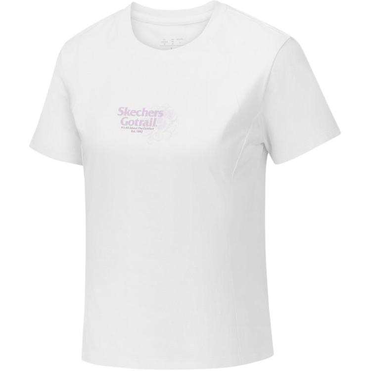 Skechers T Shirts Women's White Crew Neck Moderate Straight Fit