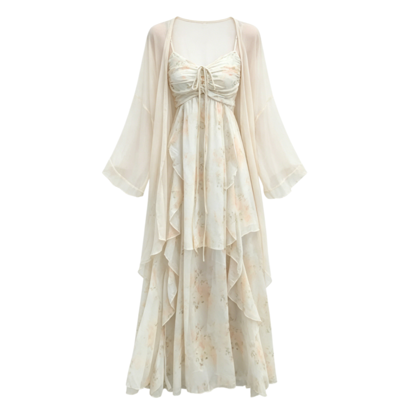 CPAURA Two Piece Skirt Sets Women's Camisole Moderate Long Skirt