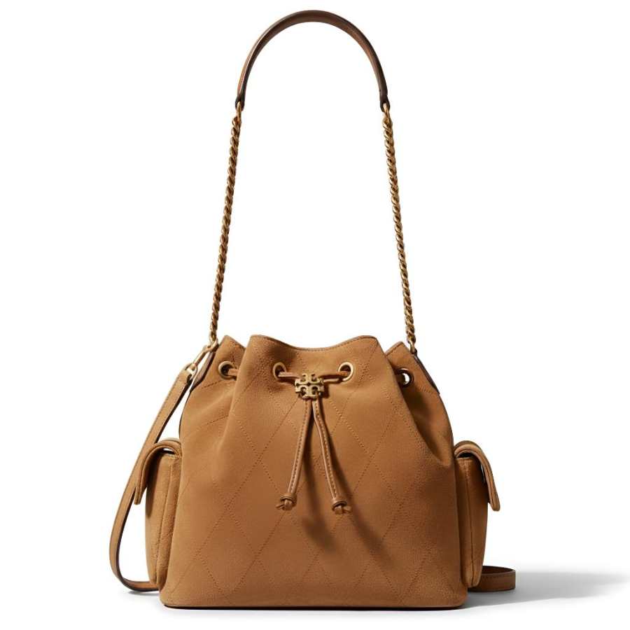 TORY BURCH Cow Split Leather Shoulder Bag Medium Women's Wild Tobacco