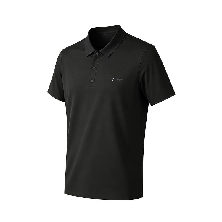 Li-Ning Li Ning Polo Shirts Unisex Black Polo Collar Thin Straight Fit