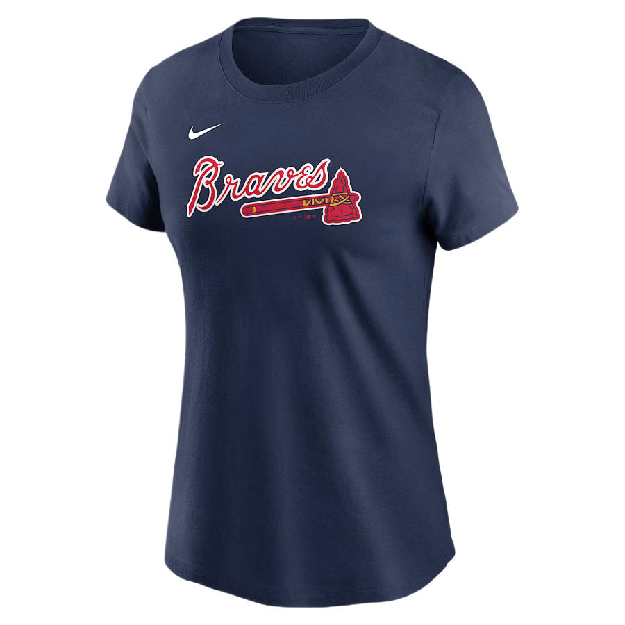 Nike Nike Atlanta Braves T Shirts Women's Marine Blue Crew Neck Moderate