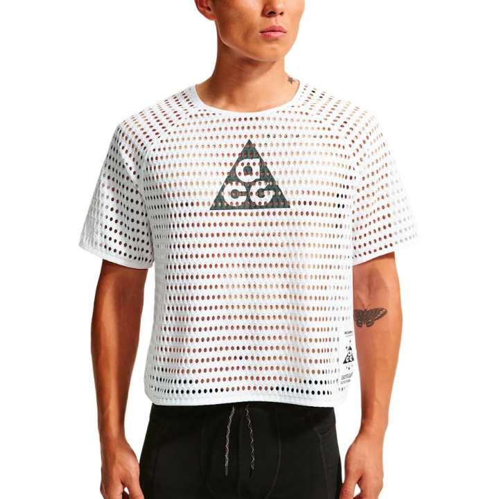 Nike Nike ACG Running T Shirts Men's White/Coal Black Crew Neck Moderate