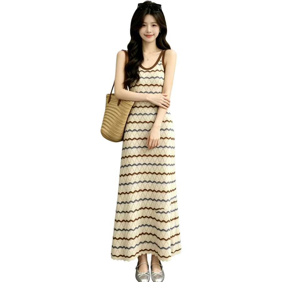 JBBCN Slip Dresses Women's Apricot Thin Long Skirt