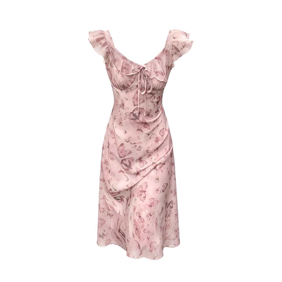 Sugarfunk Sleeveless Dresses Women's Pink Camisole Thin Midi Skirt Bodycon Skirt