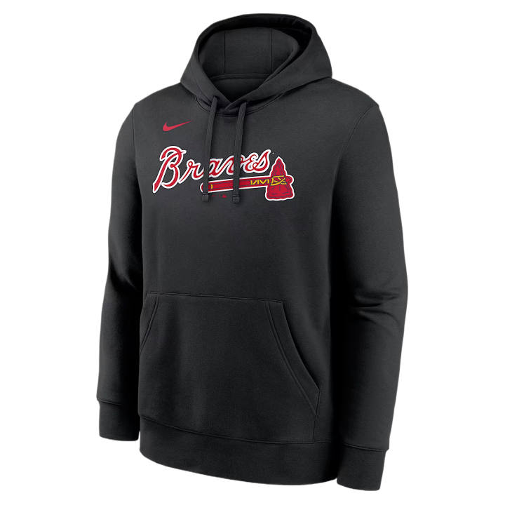 Nike Nike Atlanta Braves Sweatshirts Men's Black Hooded Non Detachable Moderate