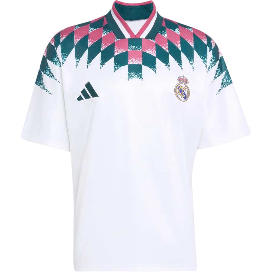 Adidas Adidas Real Madrid Soccer Jerseys Men's White/Aurora Ivy Green/Bright Pink V Neck Moderate