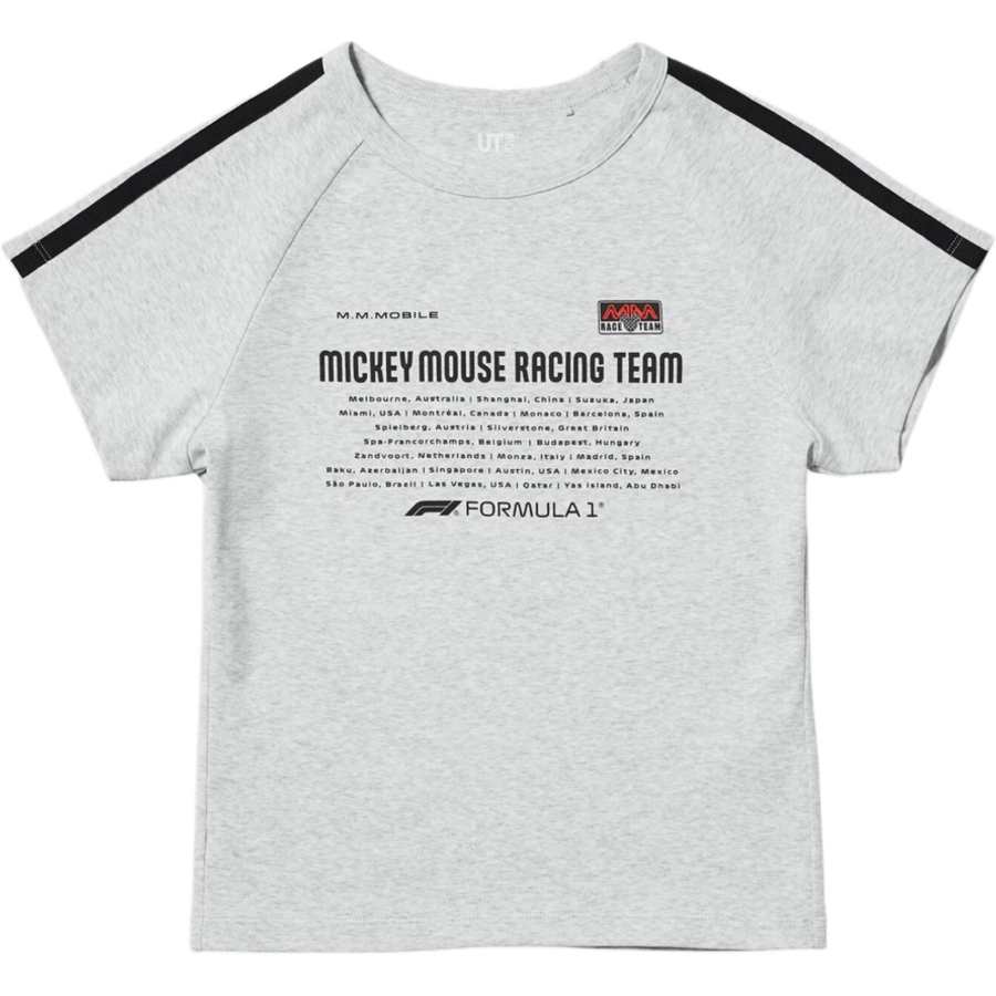 UNIQLO X Formula 1 T Shirts Women's Light Gray Crew Neck Moderate