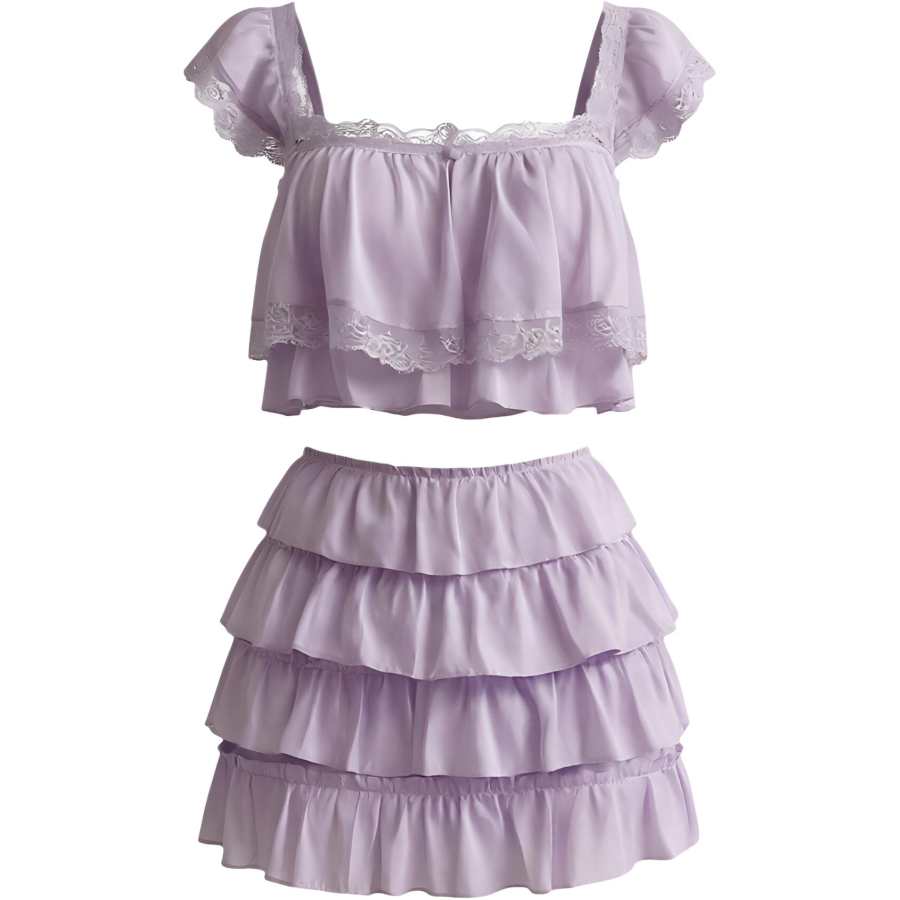 CHARM GLOW Two Piece Skirt Sets Women's Camisole Thin Short Skirt