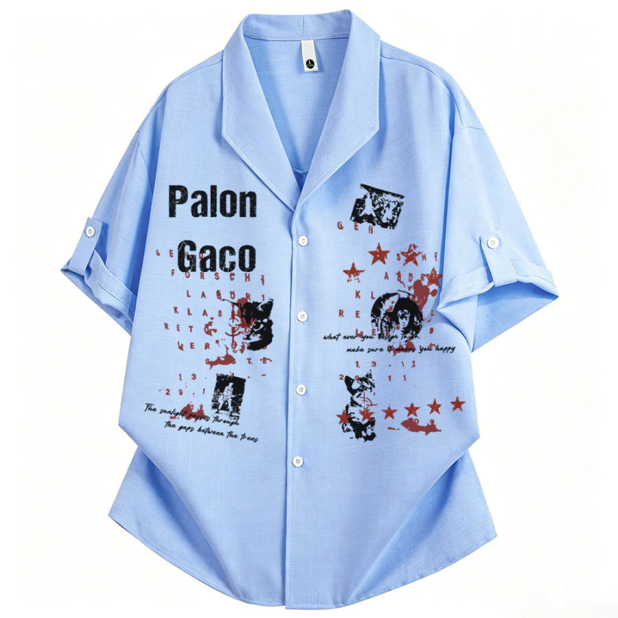 PAL ONGACO Shirts Unisex Cuban Collar Moderate Straight Fit