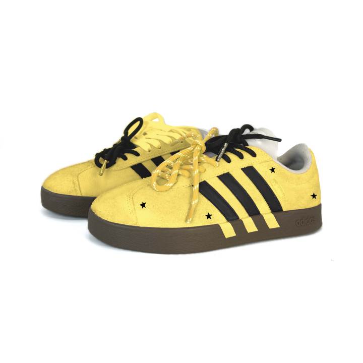 Adidas Adidas VL COURT 2.0 Skateboard Shoes Unisex Low Top Yellow, Black & Brown Multicolor