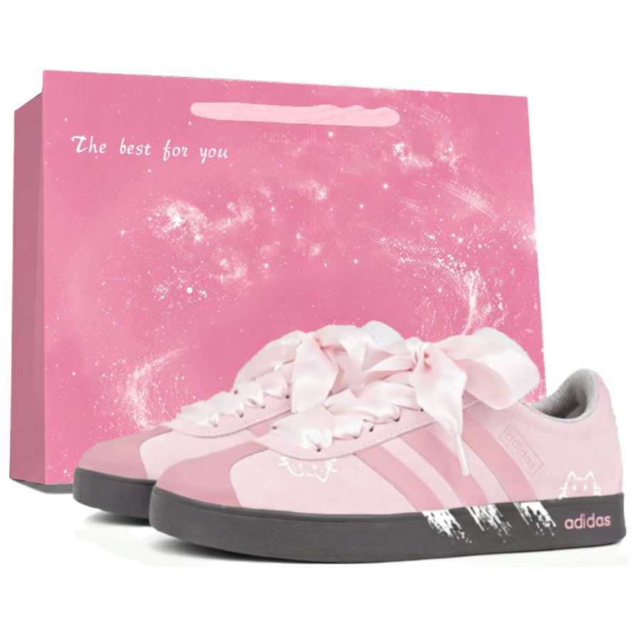 Adidas Adidas Vl Court Classic German Army Trainers Unisex Low Top Pink Brown Multicolor