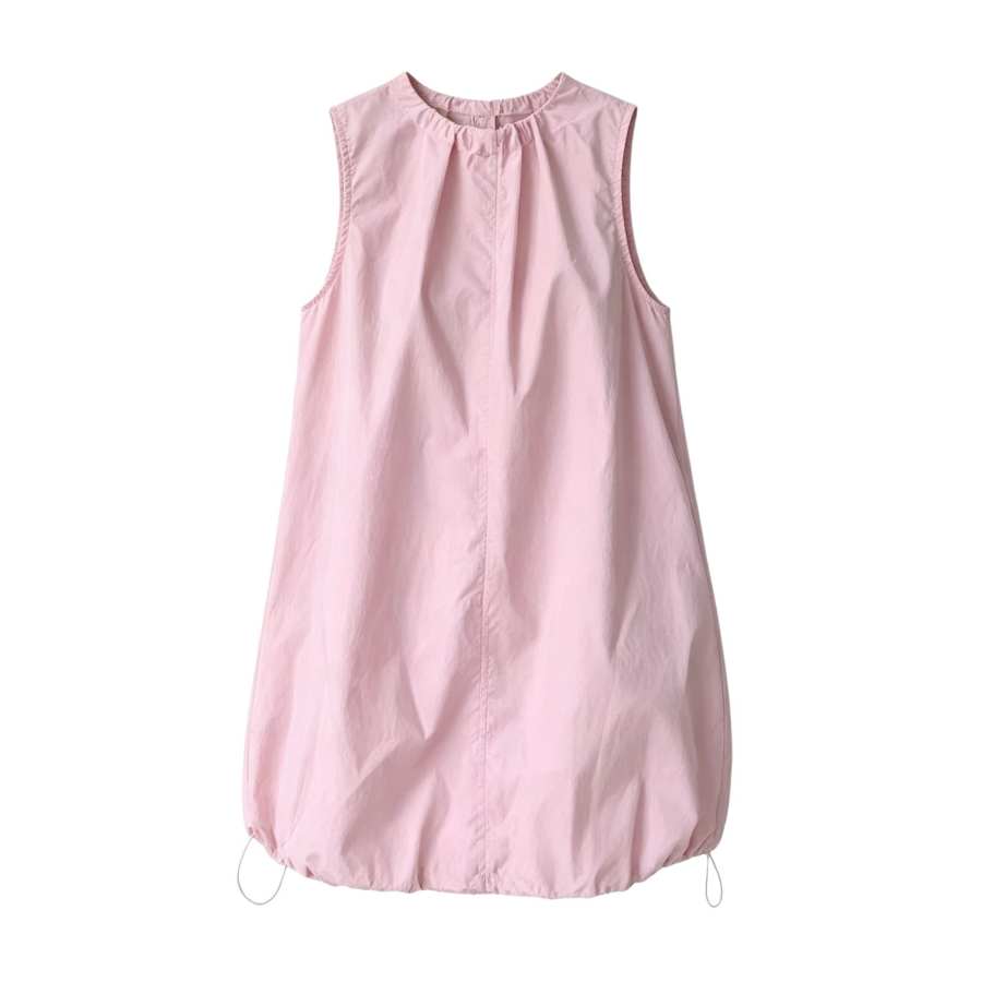 Sugarfunk Sleeveless Dresses Women's Pink Lettuce Edge Collar Thin Short Skirt A Line Skirt