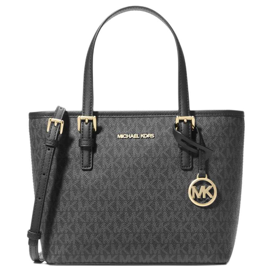 MICHAEL KORS Jet Set Travel Coated Canvas Handbag Women's Black