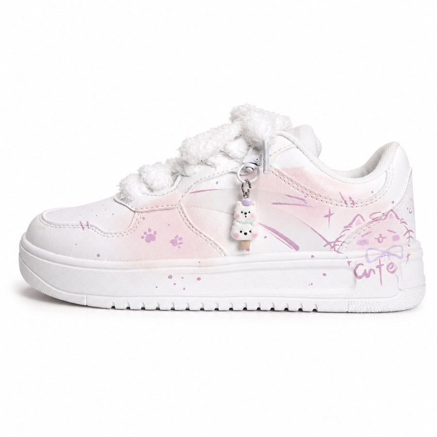 ANTA Easy Skateboard Shoes Unisex Low Top Pink White