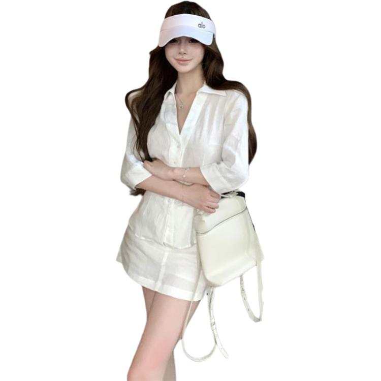 JBBCN Two Piece Skirt Sets Women's Lapel Thin Short Skirt