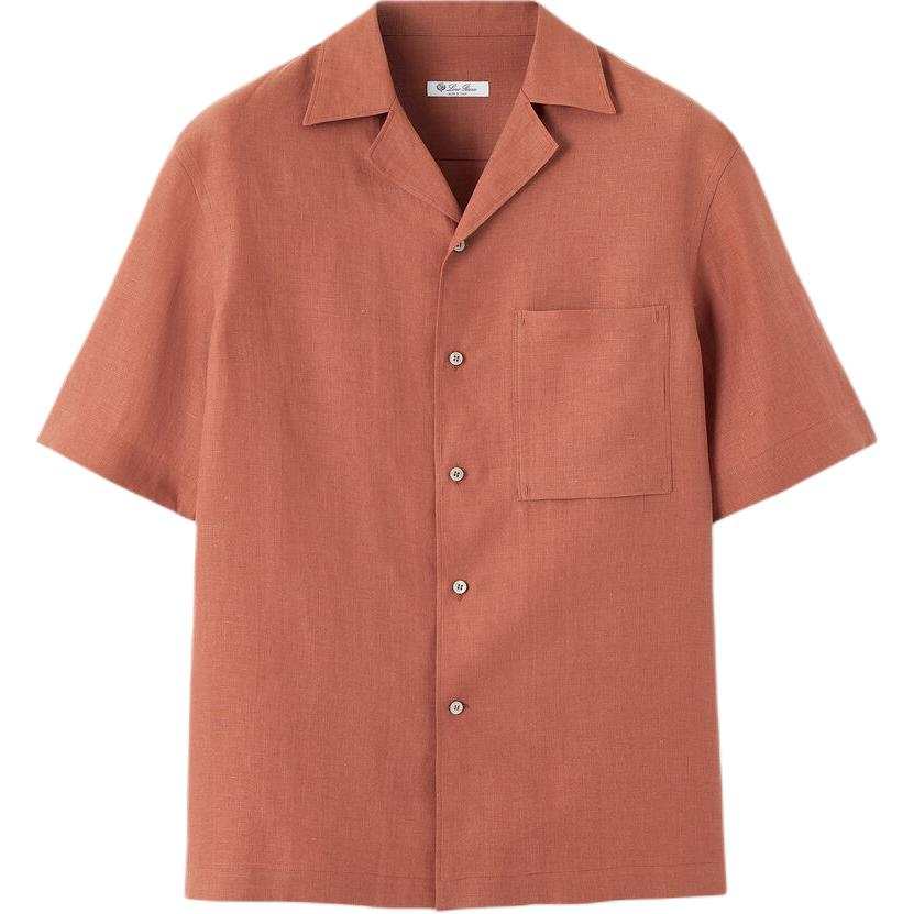 Loro Piana Shirts Men's Salty Caramel Cuban Collar Moderate Straight Fit