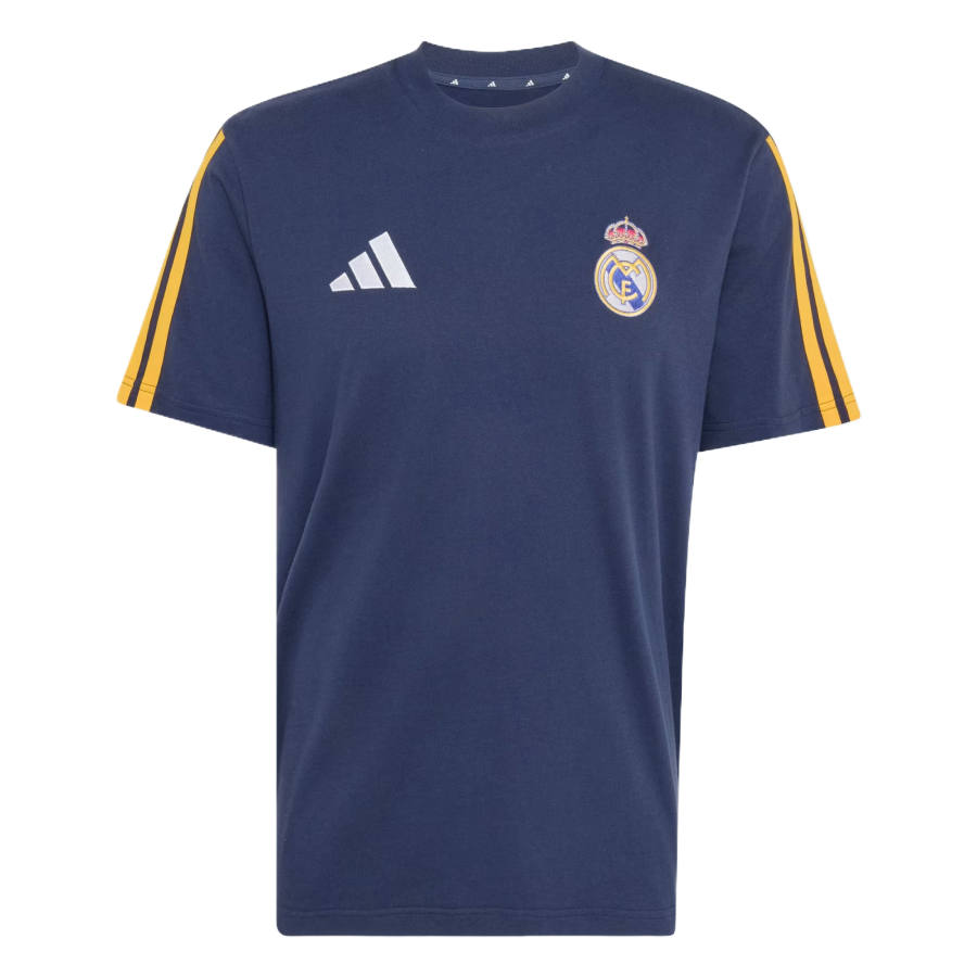 Adidas Adidas Real Madrid T Shirts Men's Night Sea Army Blue Crew Neck Moderate