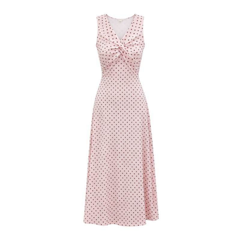 CPAURA Sleeveless Dresses Women's Halter Moderate Long Skirt A Line Skirt