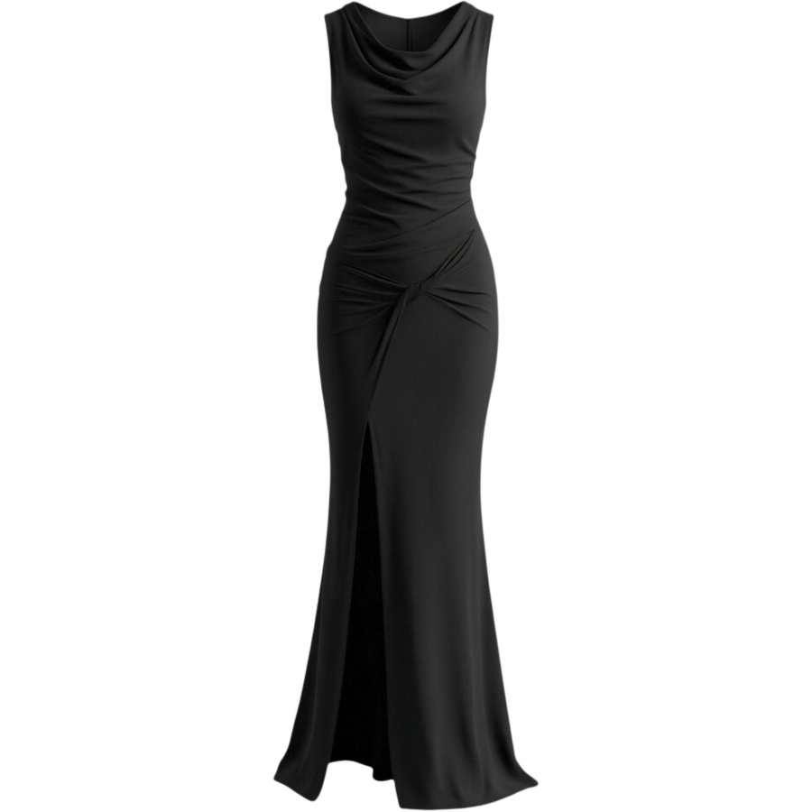 CHARM GLOW Two Piece Skirt Sets Women's Draped Neckline Moderate Long Skirt