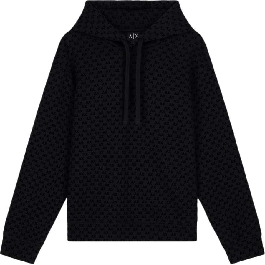 ARMANI EXCHANGE Sweatshirts Men's Black Hooded Non Detachable Moderate Straight Fit
