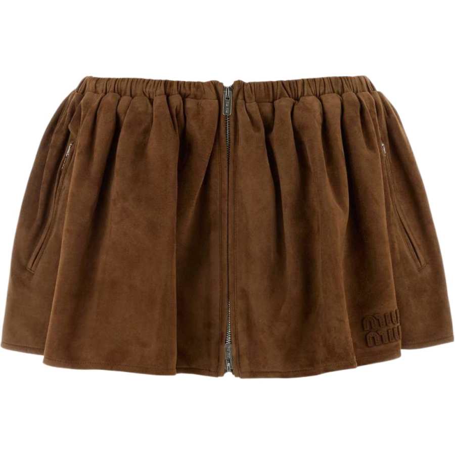 MIU MIU Casual Short Skirts Women's Camel Moderate Short Skirt