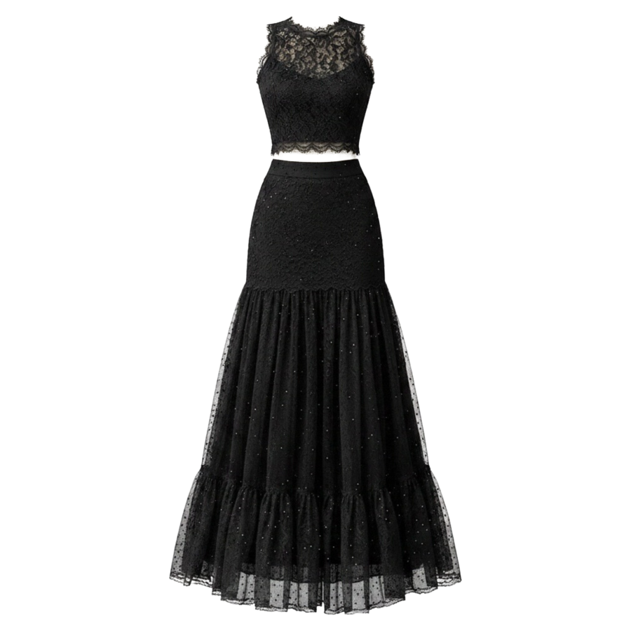 FINDSME GAGA Two Piece Skirt Sets Women's Camisole Thin Long Skirt