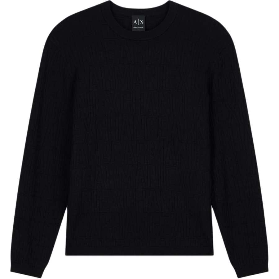 ARMANI EXCHANGE Knitwear Men's Black Crew Neck Moderate Straight Fit