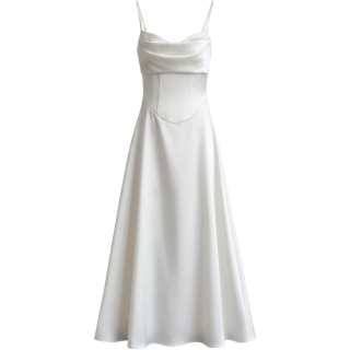 CHARM GLOW Slip Dresses Women's White Moderate Long Skirt Bodycon Skirt
