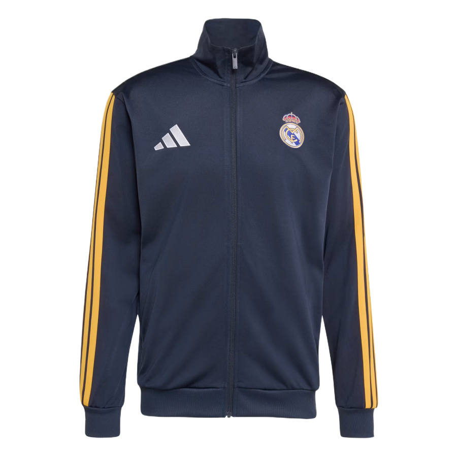 Adidas Adidas Real Madrid Soccer Jerseys Men's Night Sea Army Blue Stand Collar Moderate