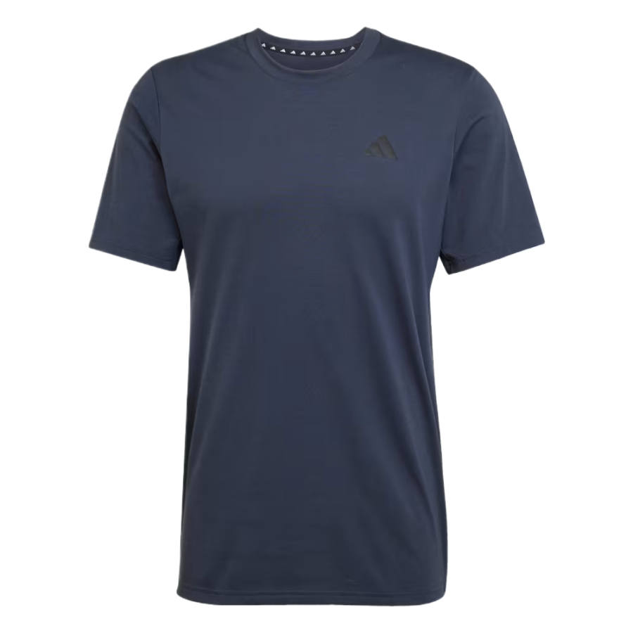 Adidas Adidas ESSENTIALS Fitness Clothing Men's Night Glow Blue/Black Crew Neck Moderate
