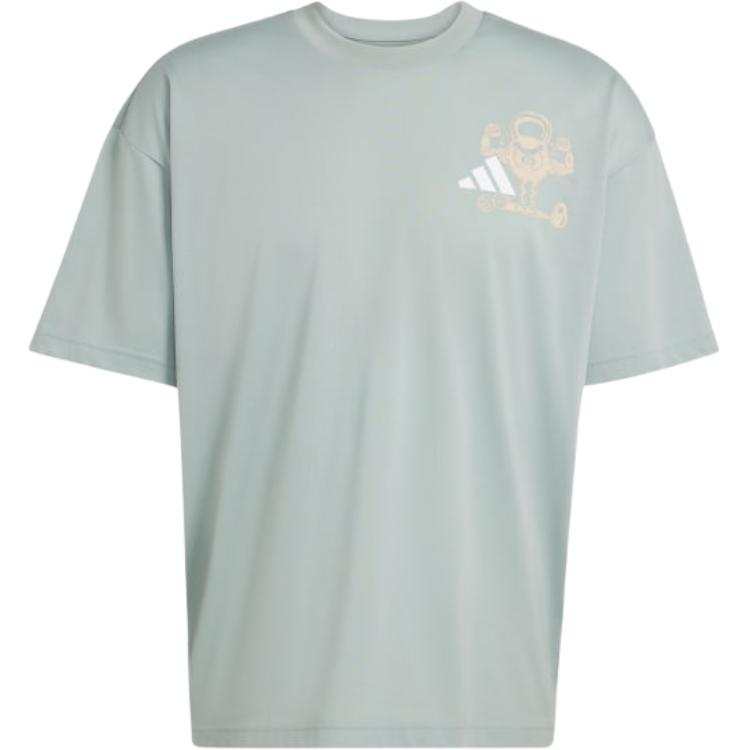 Adidas Adidas T Shirts Men's Light Green/Black Crew Neck Moderate Straight Fit