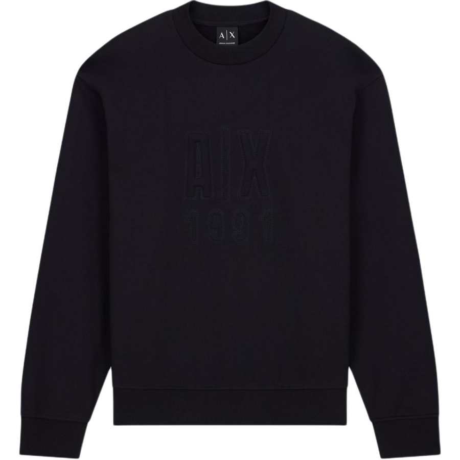ARMANI EXCHANGE Sweatshirts Men's Black Crew Neck Moderate Straight Fit