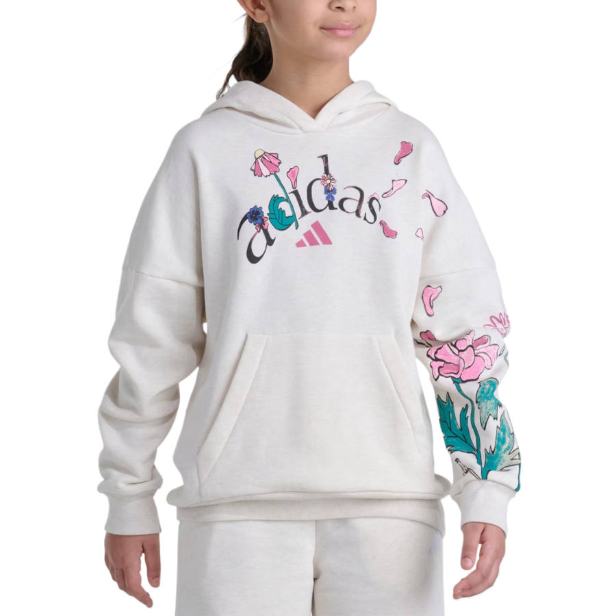 Adidas Adidas Sweatshirts Women's Chalk White Mixed Color Hooded Non Detachable Moderate
