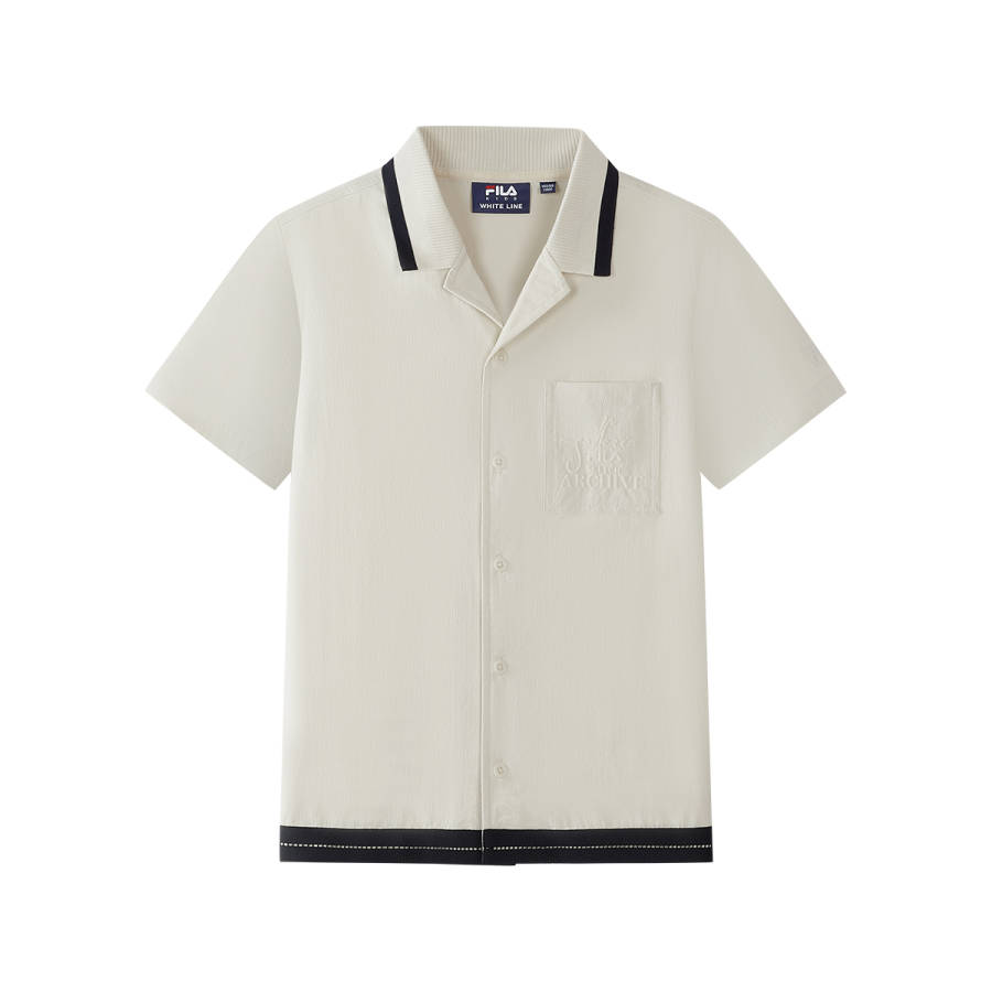 FILA KIDS Casual Shirts Cuban Collar Moderate Stretch