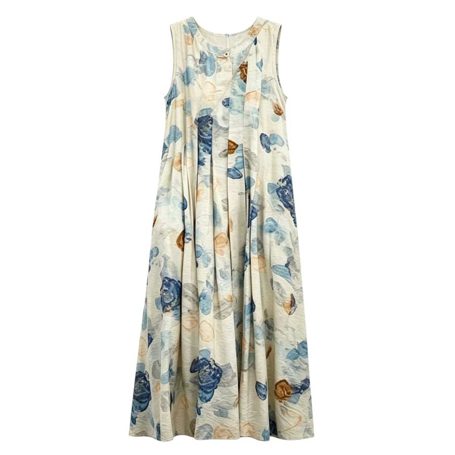 Sugarfunk Sleeveless Dresses Women's Image Color Crew Neck Thin Long Skirt A Line Skirt