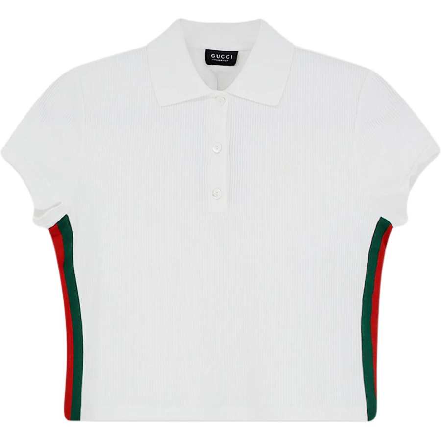 GUCCI Crop Tops Women's White Polo Collar Thin