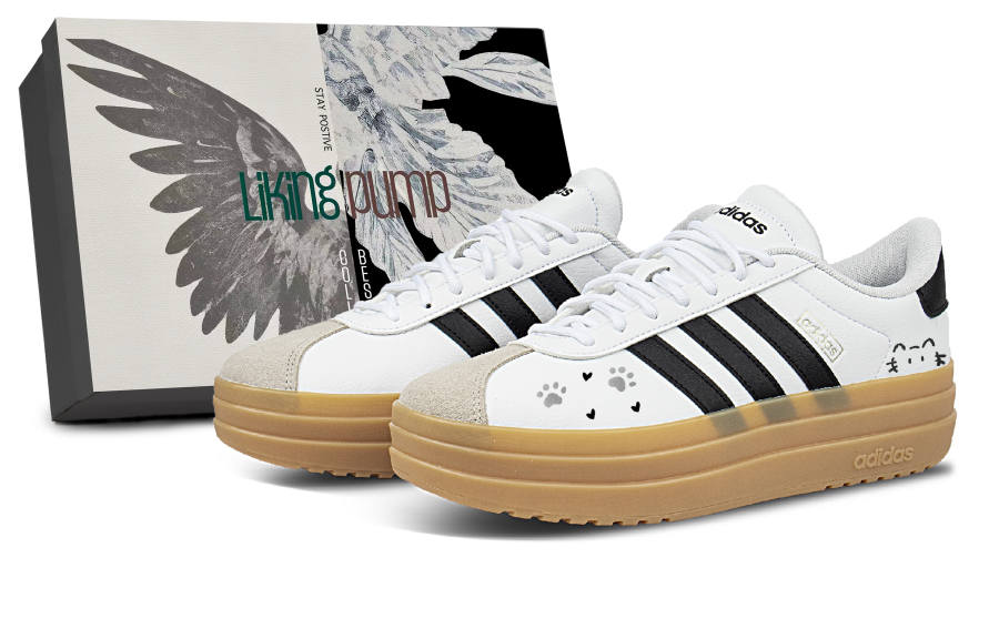 Adidas Adidas VL Court Bold Skateboard Shoes Women's Low Top White Black Brown Color Block