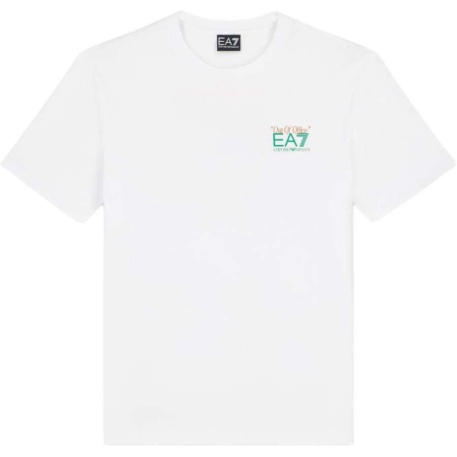 EMPORIO ARMANI EA7 T Shirts Unisex White Crew Neck Moderate Straight Fit