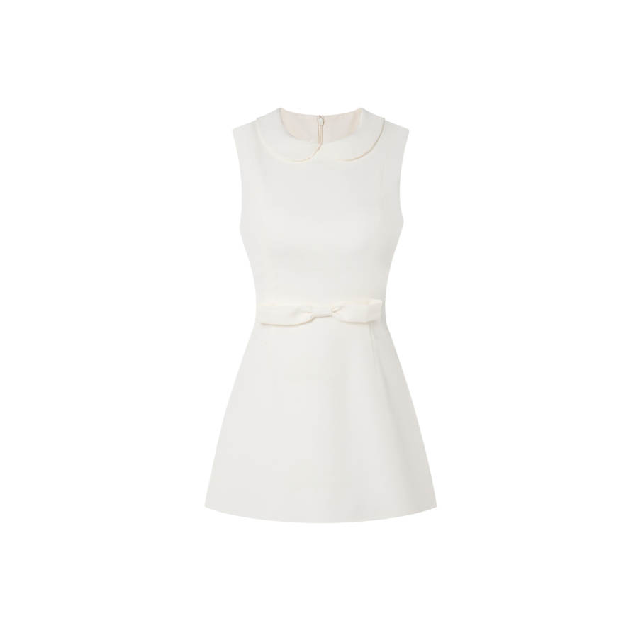 TUSHIFEI Sleeveless Dresses Women's Peter Pan Collar Moderate Short Skirt A Line Skirt