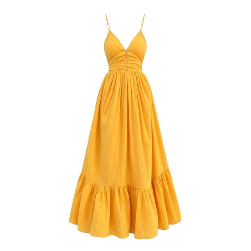 CPAURA Slip Dresses Women's Mango Yellow Moderate Long Skirt A Line Skirt